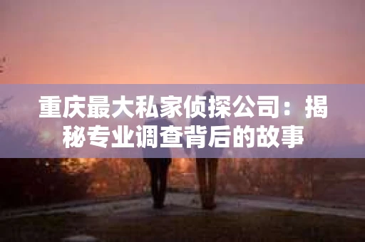 重庆最大私家侦探公司：揭秘专业调查背后的故事
