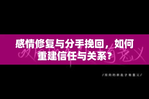 感情修复与分手挽回，如何重建信任与关系？